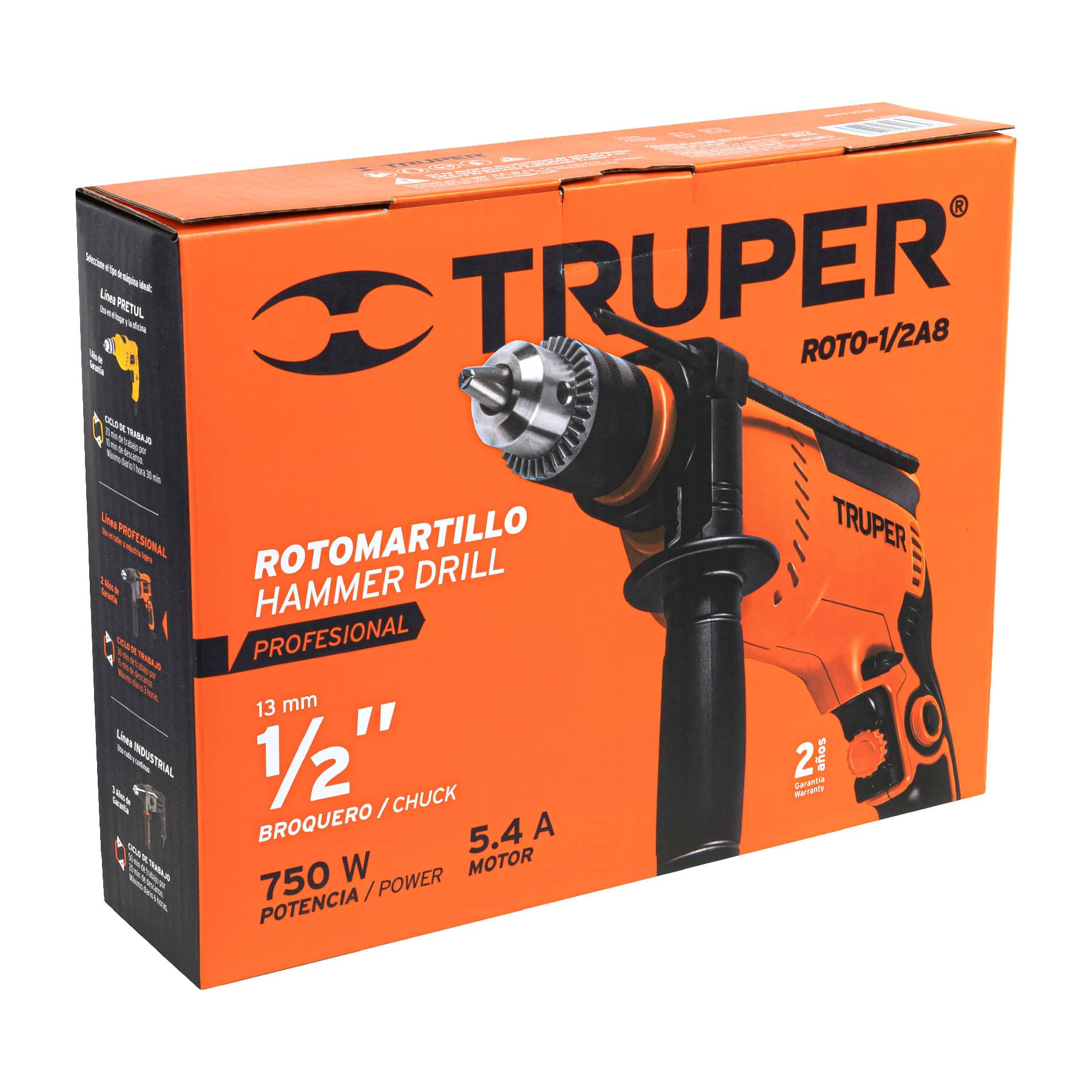 Rotomartillo 750 Watts Broquero de 1/2" Truper PRO