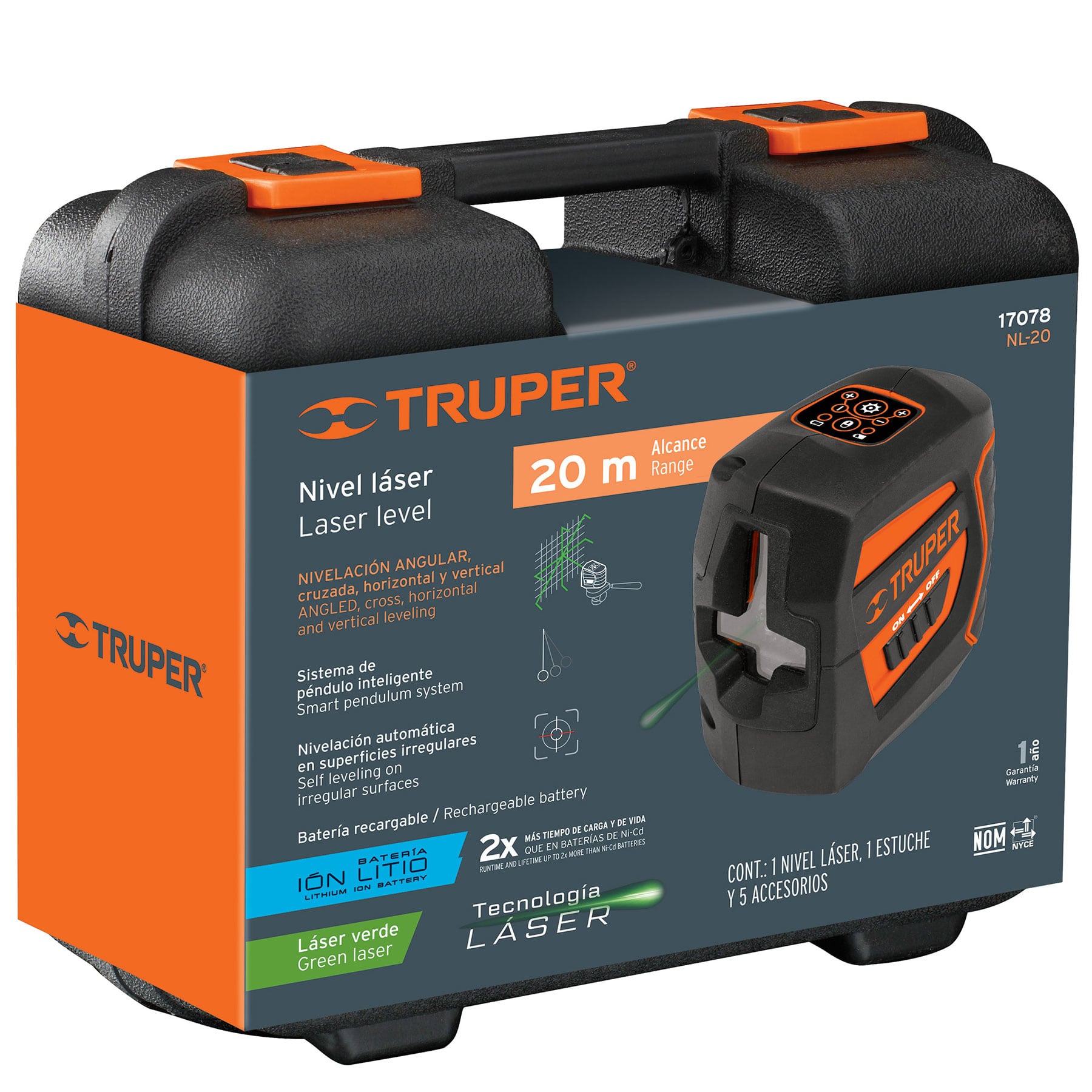 Nivel Laser Recargable 20 mts Truper