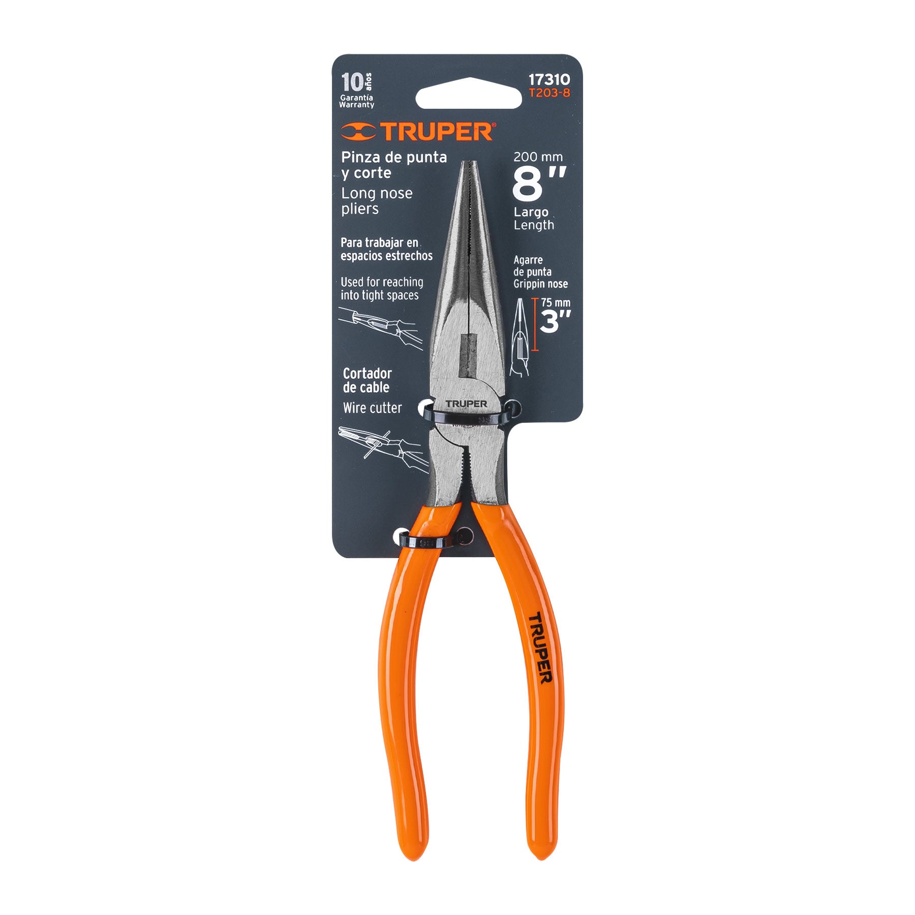 Pinzas de Punta y Corte Mangos de PVC 8" Truper