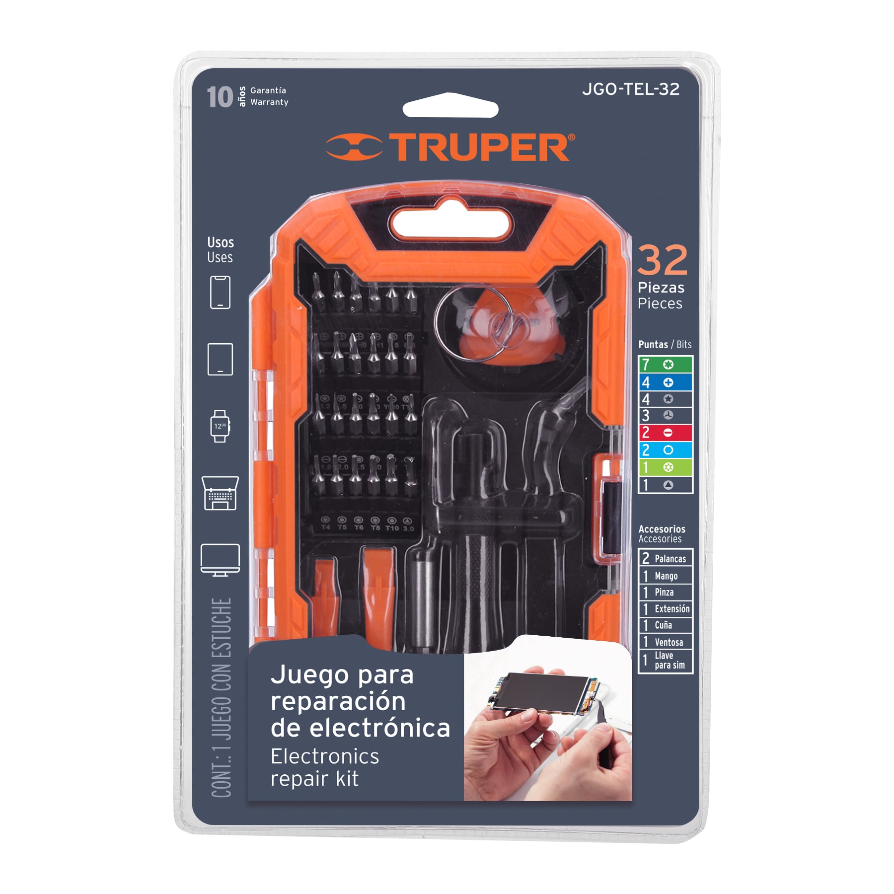 Juego de 32 Piezas para Reparacion de Electronica Truper