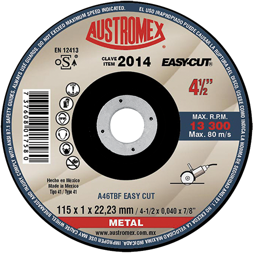 Disco Corte de Metal 4"1/2 Easy Cut 2014 Austromex