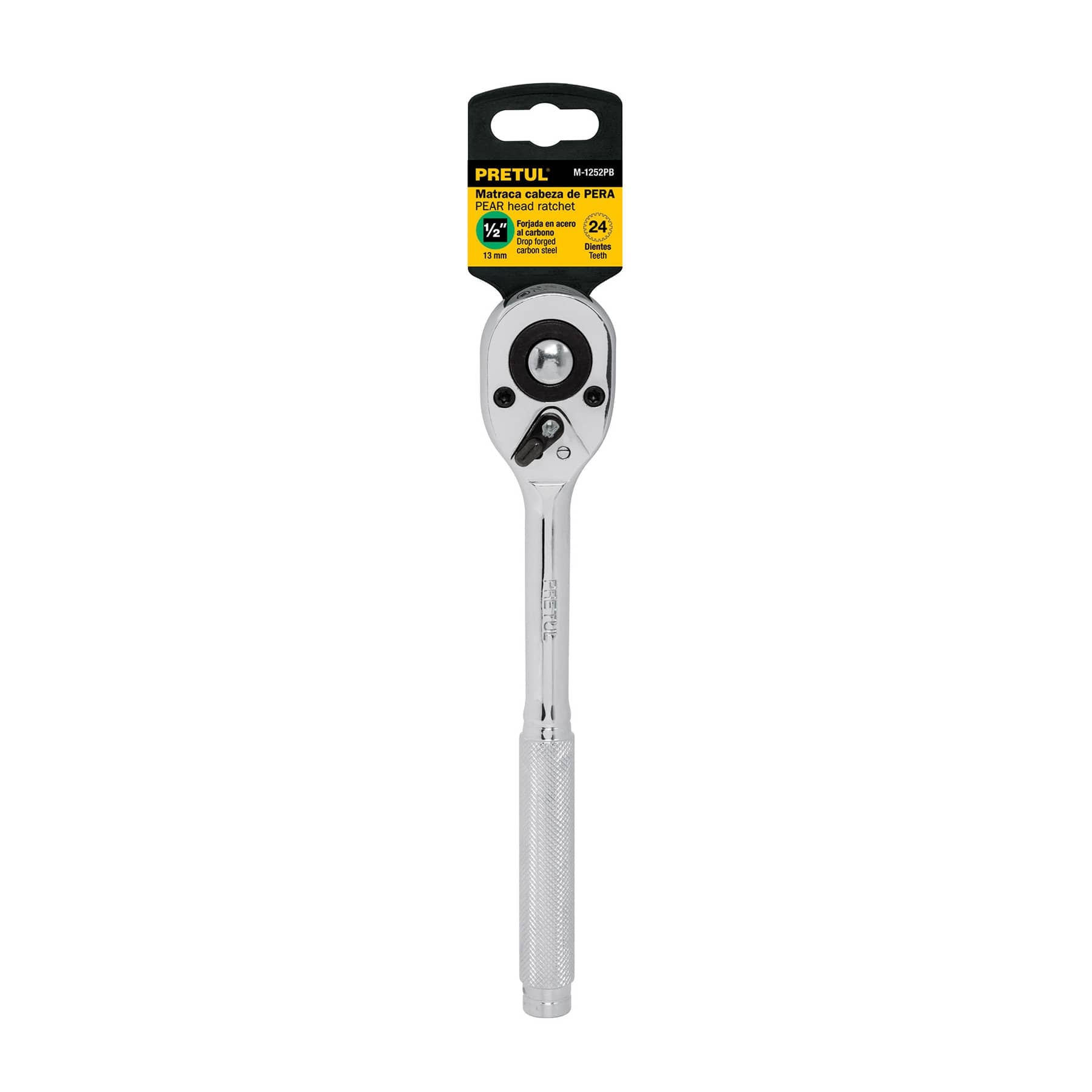 Matraca Cabeza de Pera para Dados Cuadro 1/2" Pretul