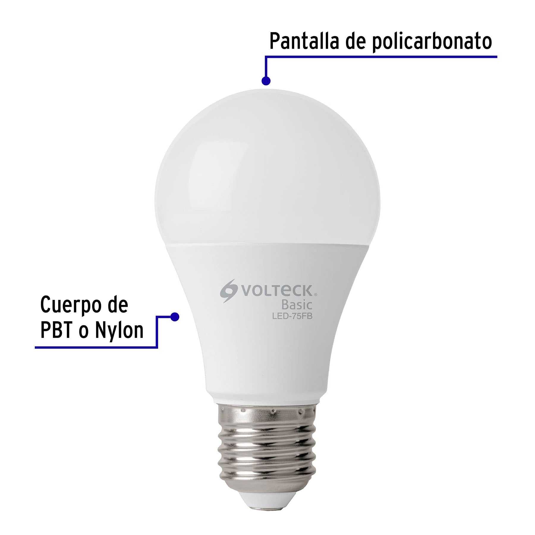 Foco LED Tipo Bulbo 10 Watts A19 E27 Volteck Basic Luz Blanca