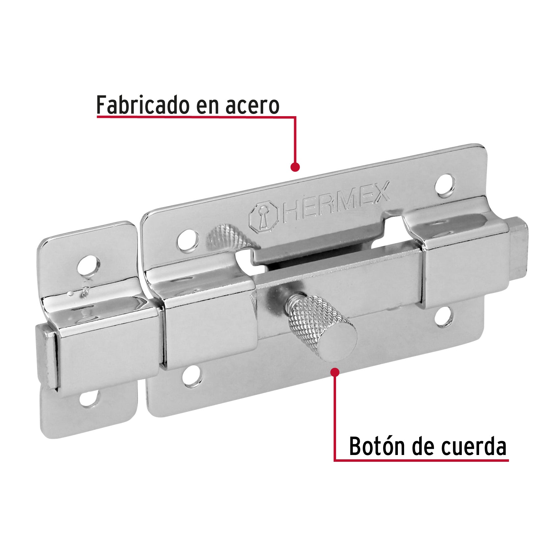 Pasador de Barra Plana Cromado Hermex 3"