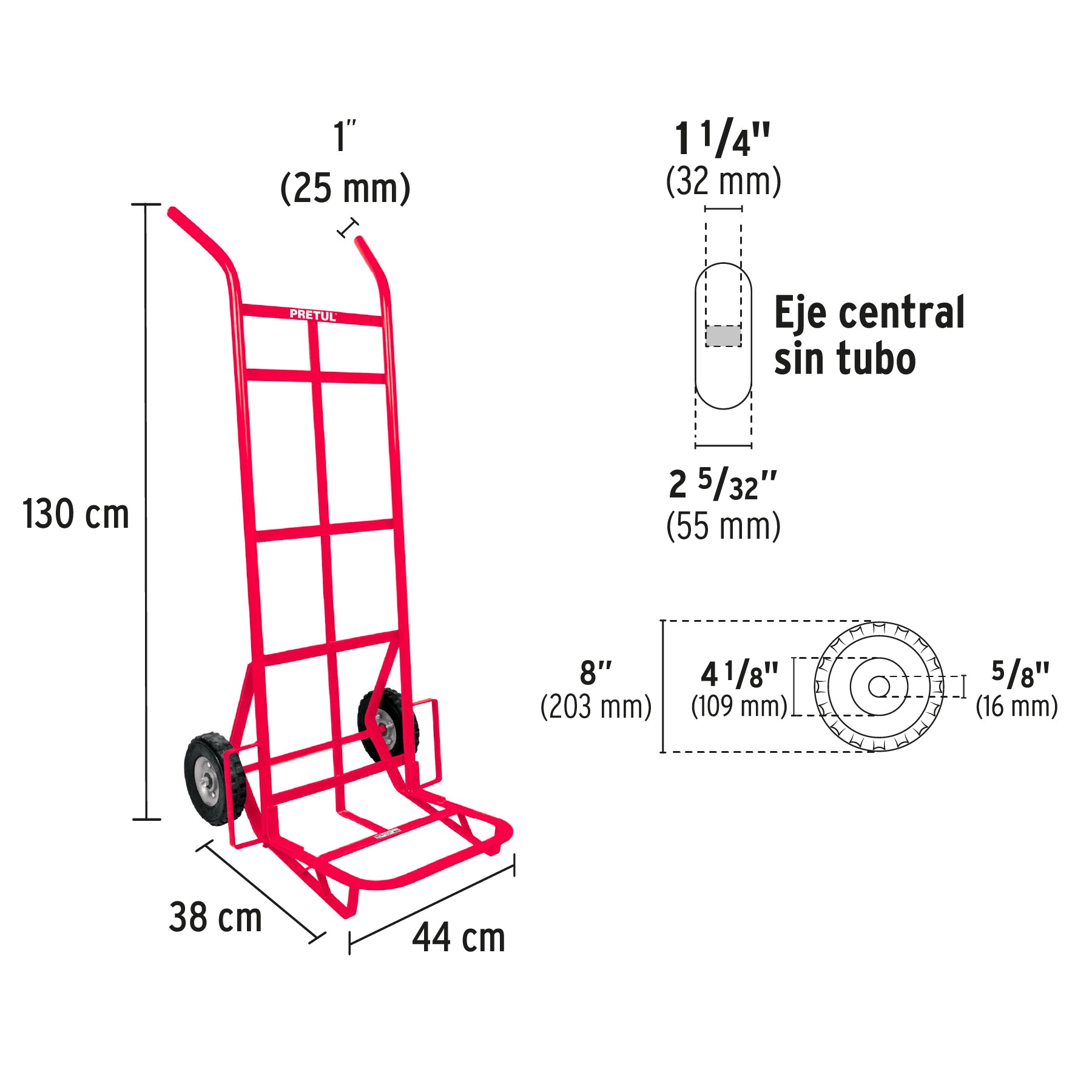 Diablo de Carga 300 Kilos Llanta Solida 8" Rojo Pretul