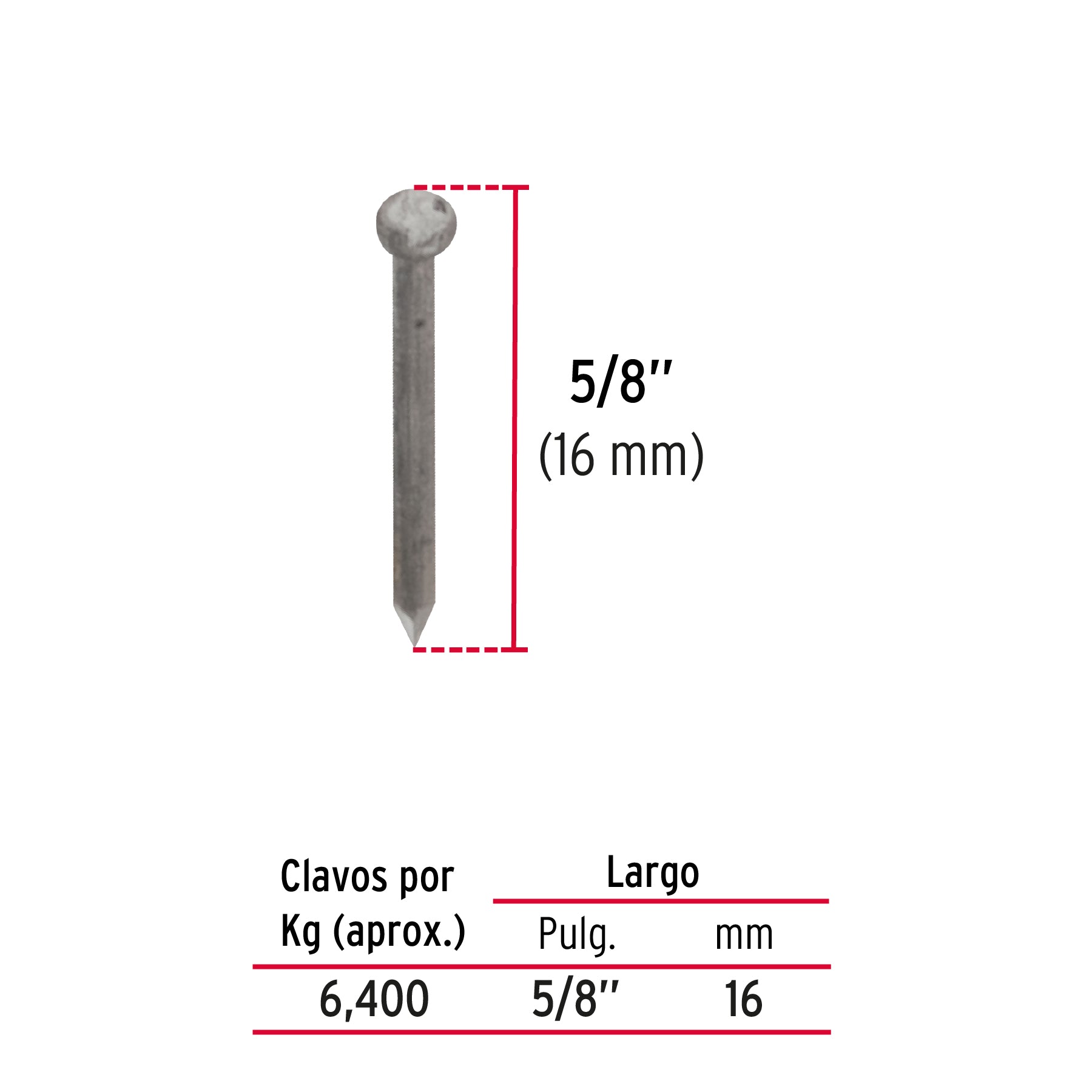 Clavo sin Cabeza Alfilerillo 5/8" (16 mm) Fiero 100 Gramos