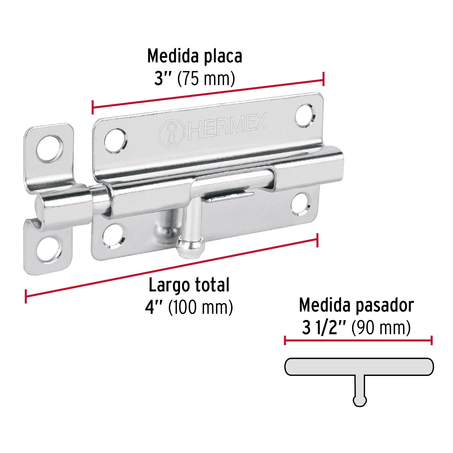 Pasador de Barril Cromado Hermex 4"