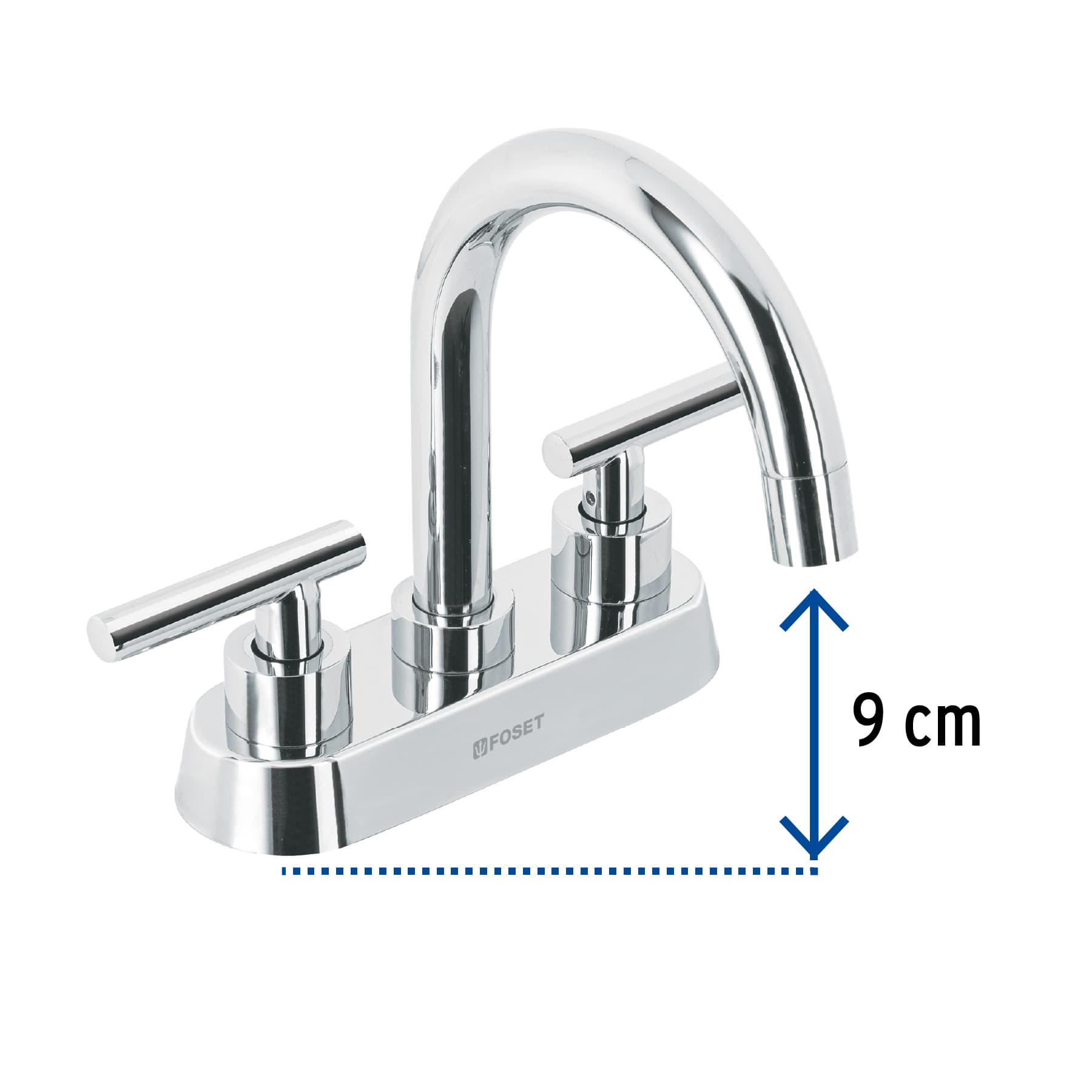 Mezcladora para Lavabo 4" Manerales Palanca FOSET TUBIG Acabado Cromo