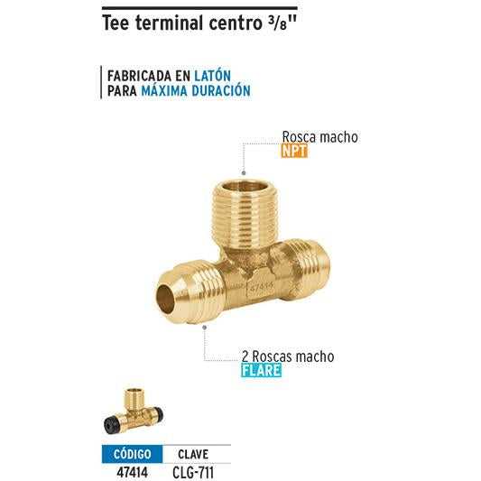 Tee Terminal para Gas 3/8" (10 mm) Foset