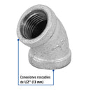 Codo Galvanizado 45° x 1/2" (13 mm) Galvaflow