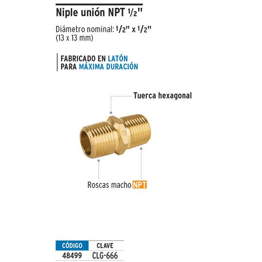 Niple Union para Gas 1/2" NPT X 1/2" NPT Foset