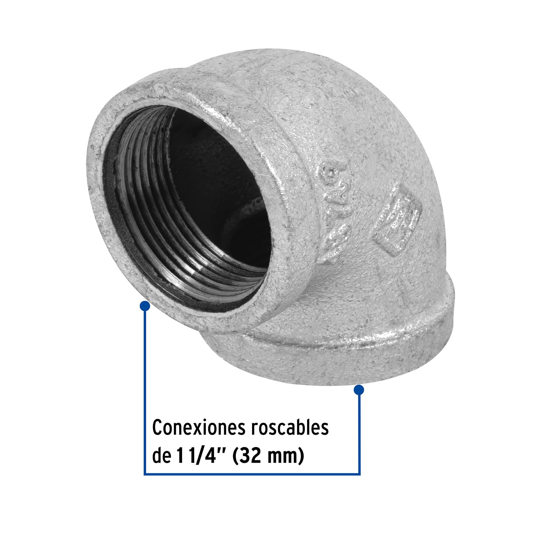 Codo Galvanizado 90° x 1"1/4 (32 mm) Galvaflow