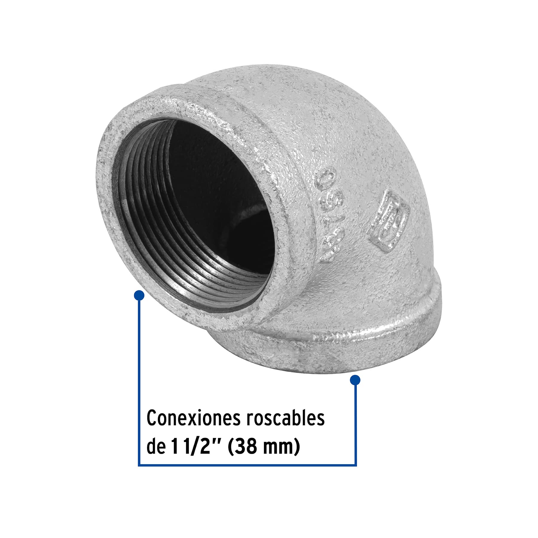 Codo Galvanizado 90° x 1"1/2 (38 mm) Galvaflow