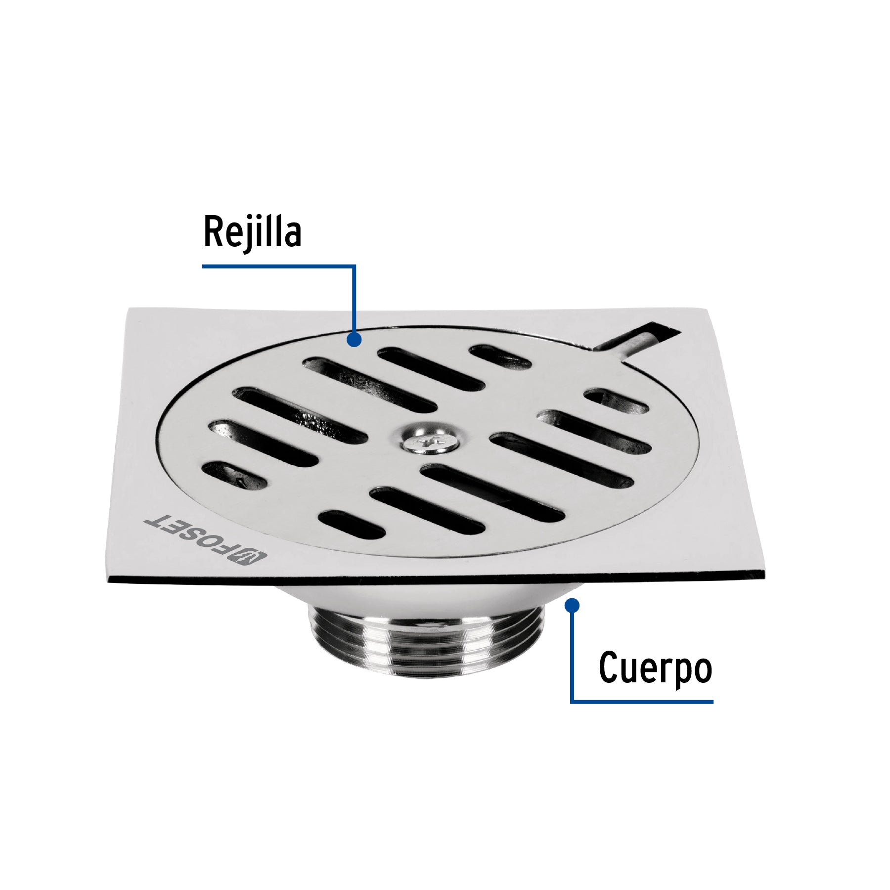 Coladera Cuadrada Metalica 4" X 4" Foset Basic