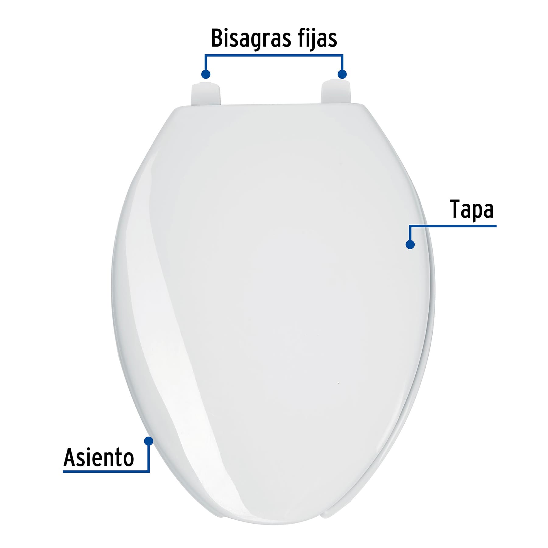 Asiento Largo con Tapa para Sanitario Blanco Clasico Foset