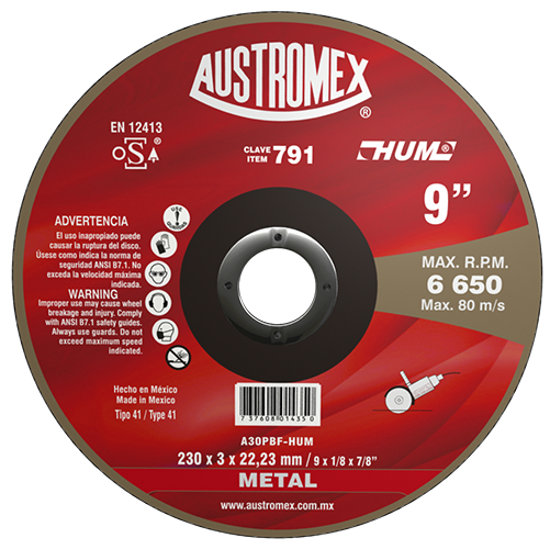 Disco Corte de Metal 9" HUM 791 Austromex