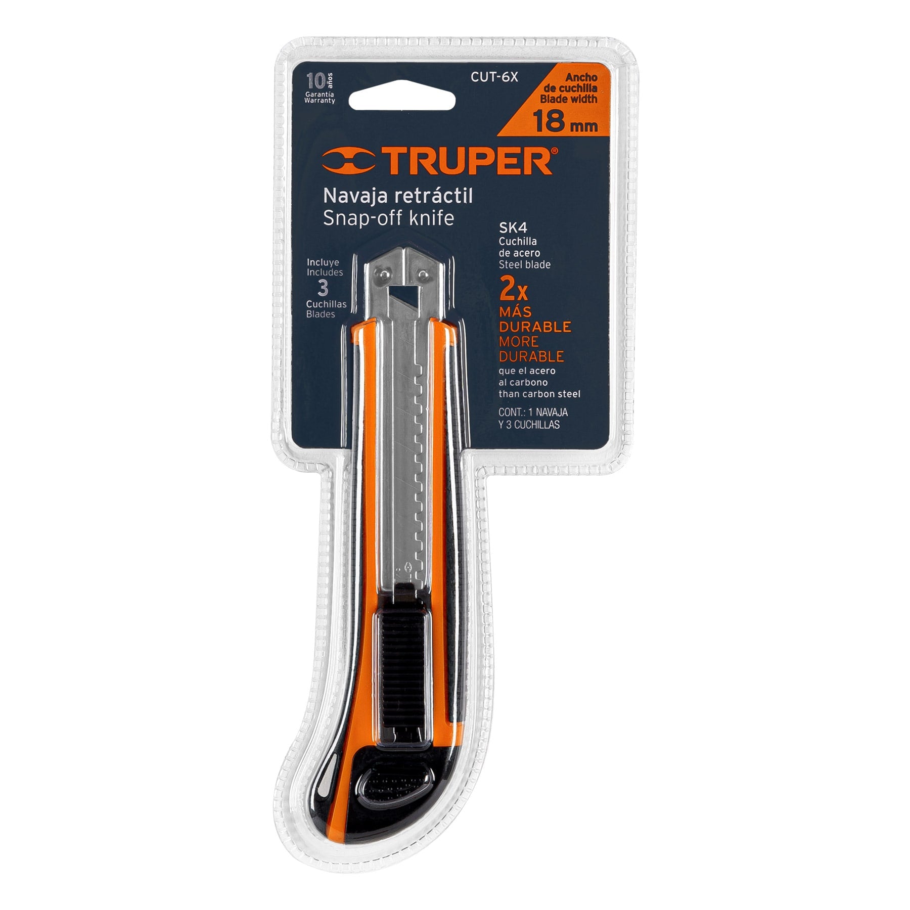 Cutter 18 mm Cuerpo de Plastico Alma Metalica con Grip Truper