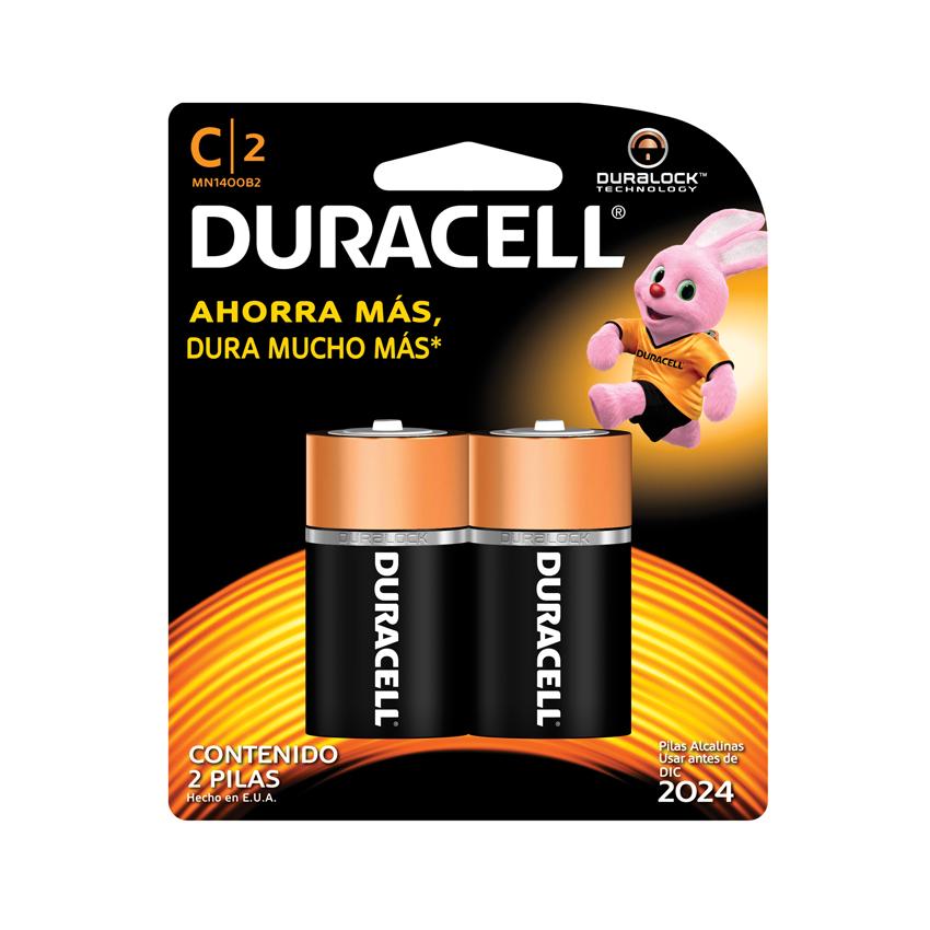 Pila Alcalina Tipo C con 2 Piezas Duracell