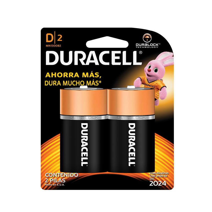 Pila Alcalina Tipo D con 2 Piezas Duracell
