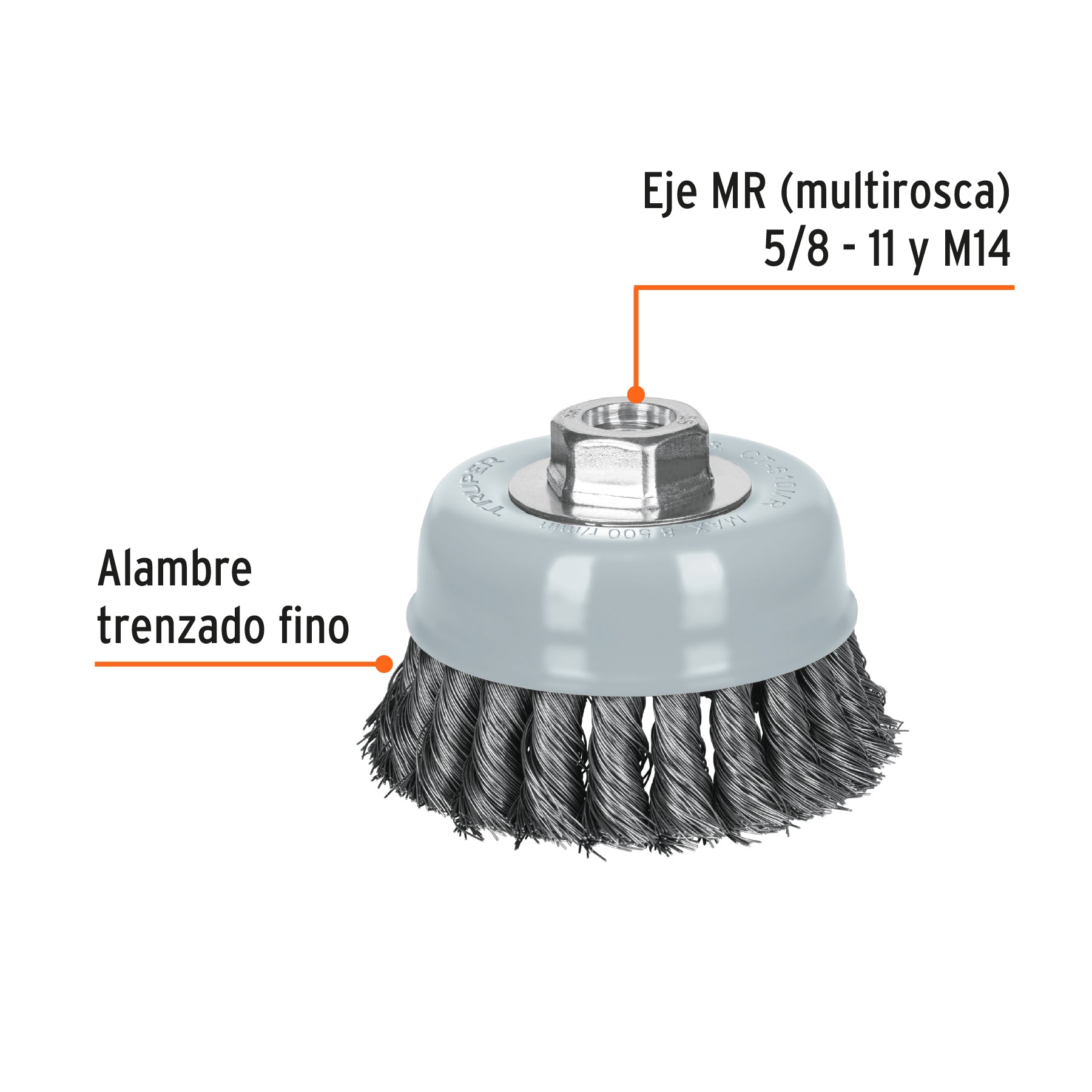 Carda Copa Alambre Trenzado Fino Multi-Rosca Truper 4"