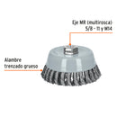Carda Copa Alambre Trenzado Grueso Multi-Rosca Truper 5"