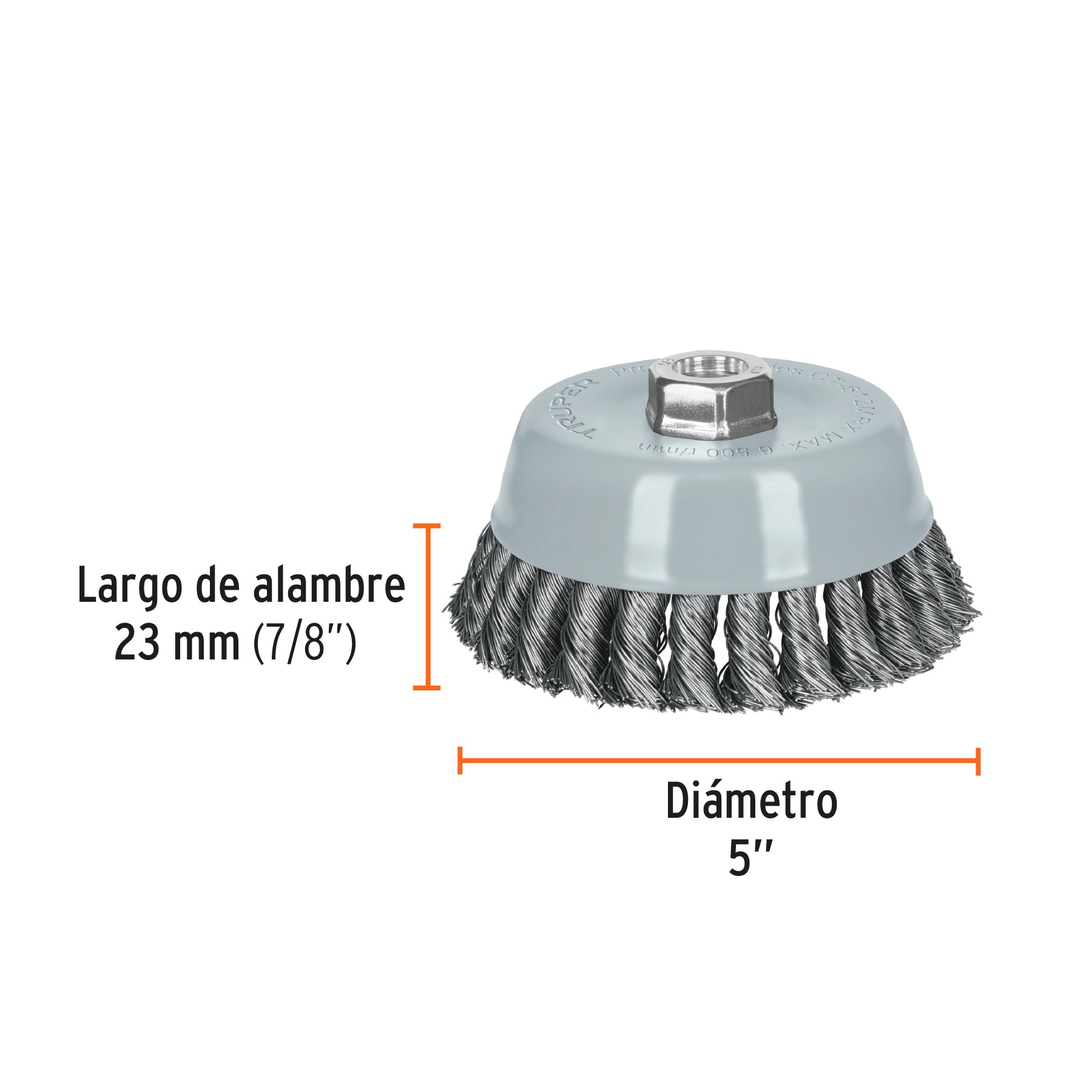Carda Copa Alambre Trenzado Grueso Multi-Rosca Truper 5"