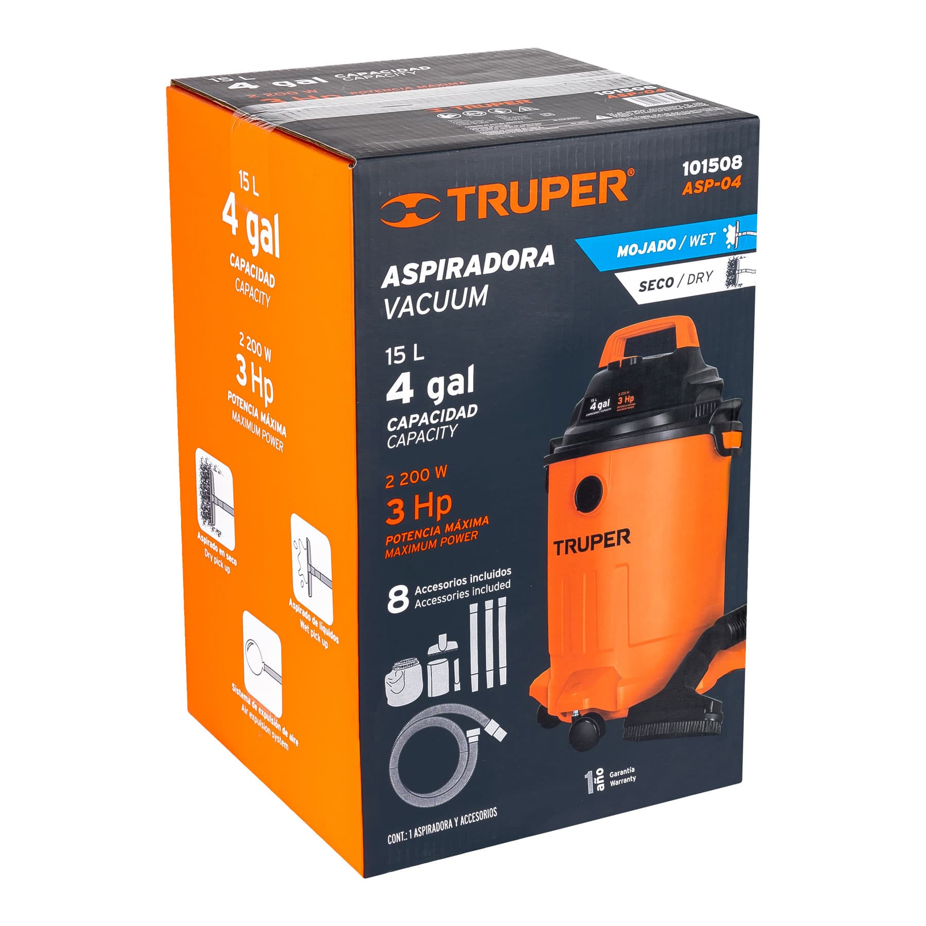 Aspiradora Plastica Solidos y Liquidos de 15 Lts (4 gal) Truper