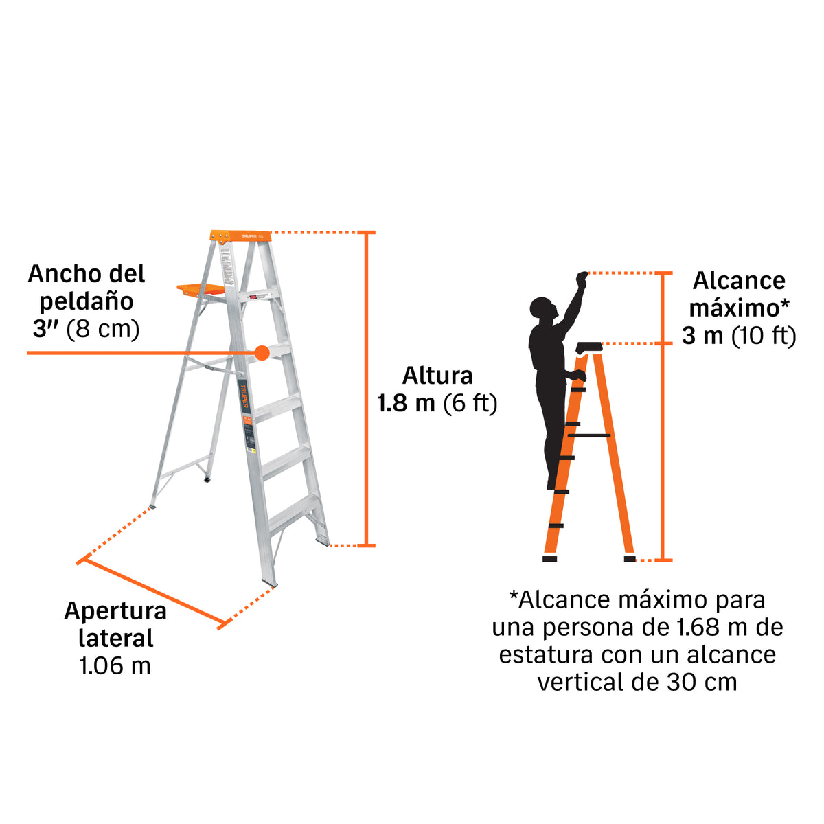 Escalera de Tijera Tipo II Truper 5 Peldaños y Bandeja