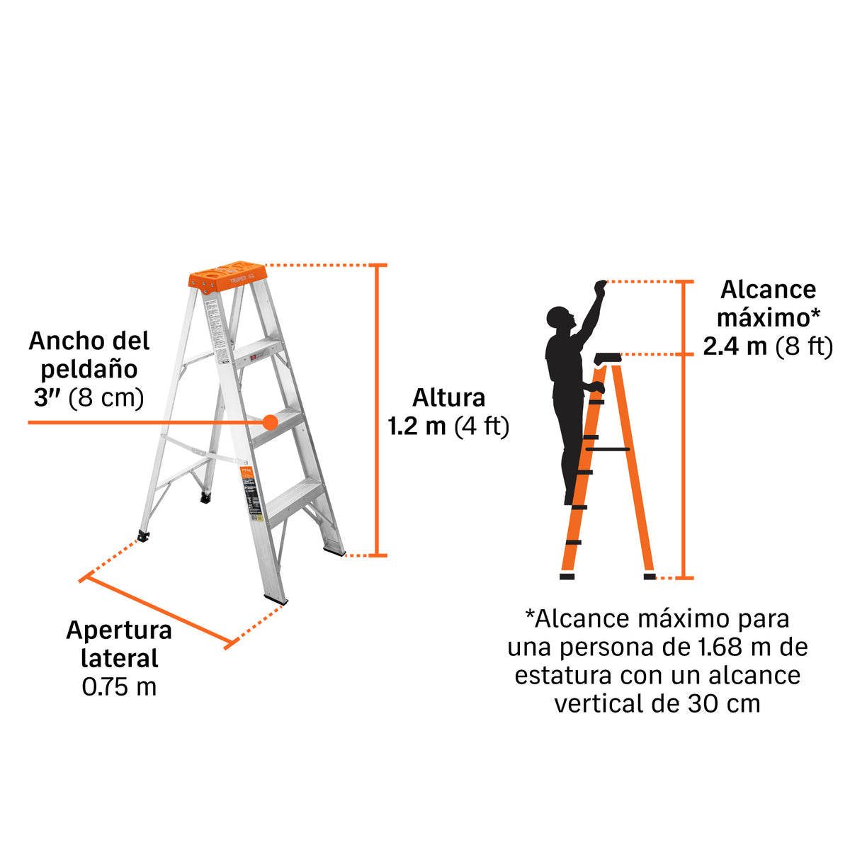 Escalera de Tijera Tipo II Truper 3 Peldaños