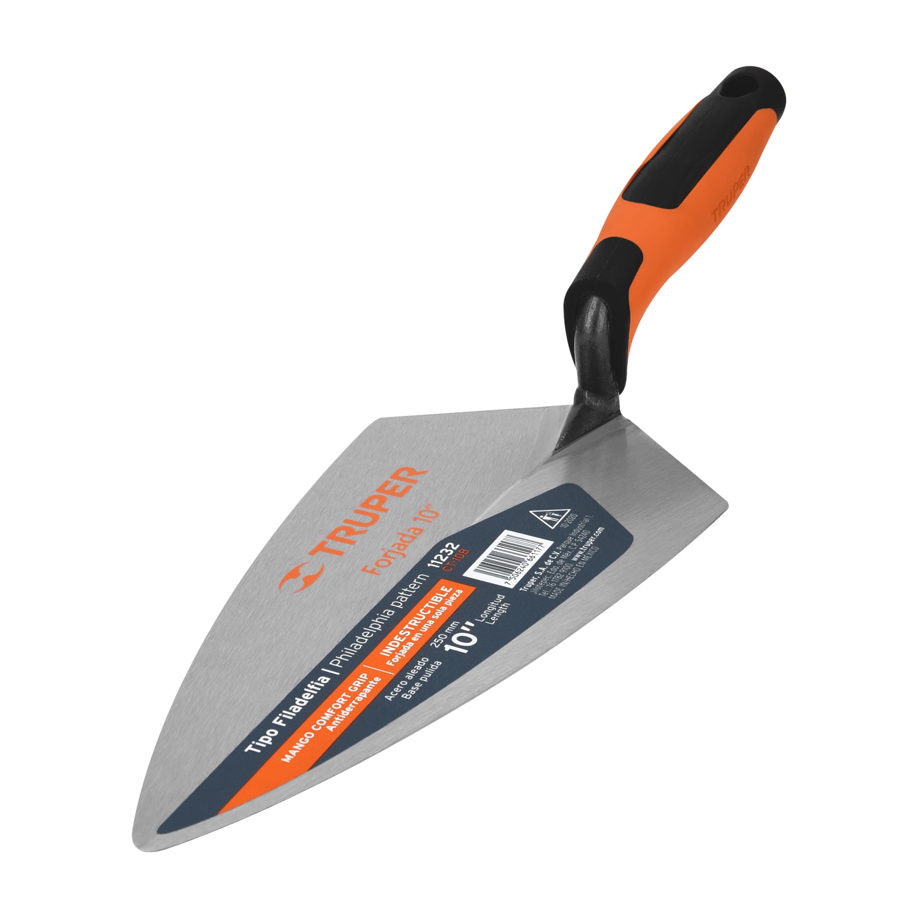 Cuchara para Albañil Tipo Filadelfia Mango Comfort Grip Truper 10"