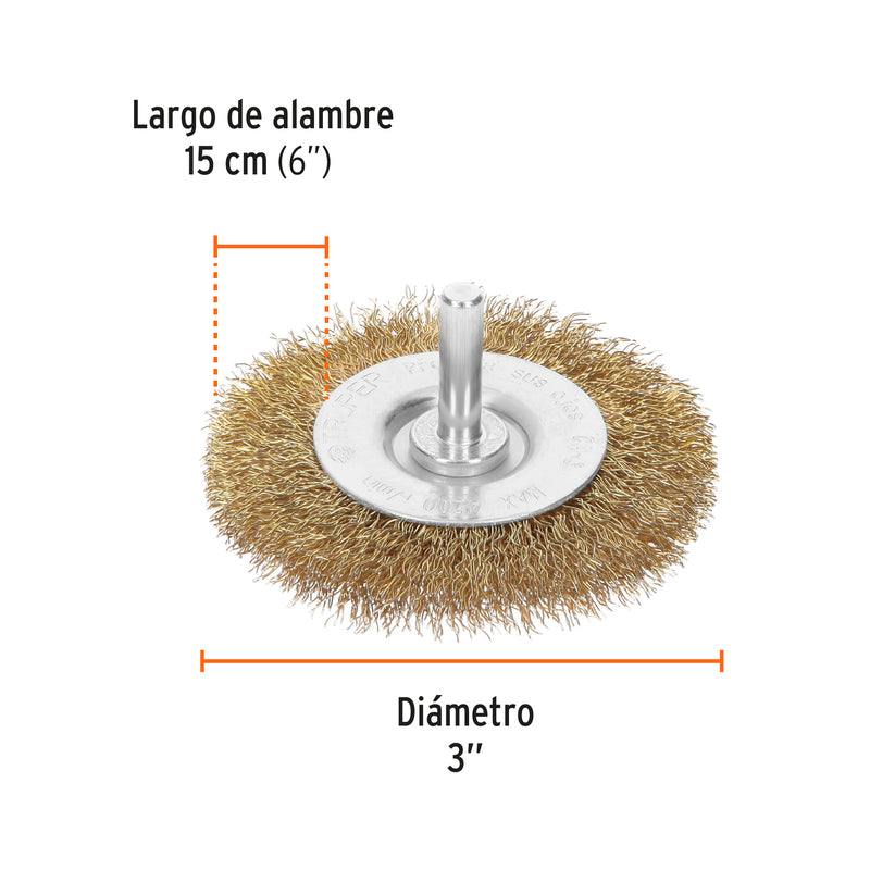 Carda para Taladro Circular 3" Zanco 1/4" Alambre Grueso Truper