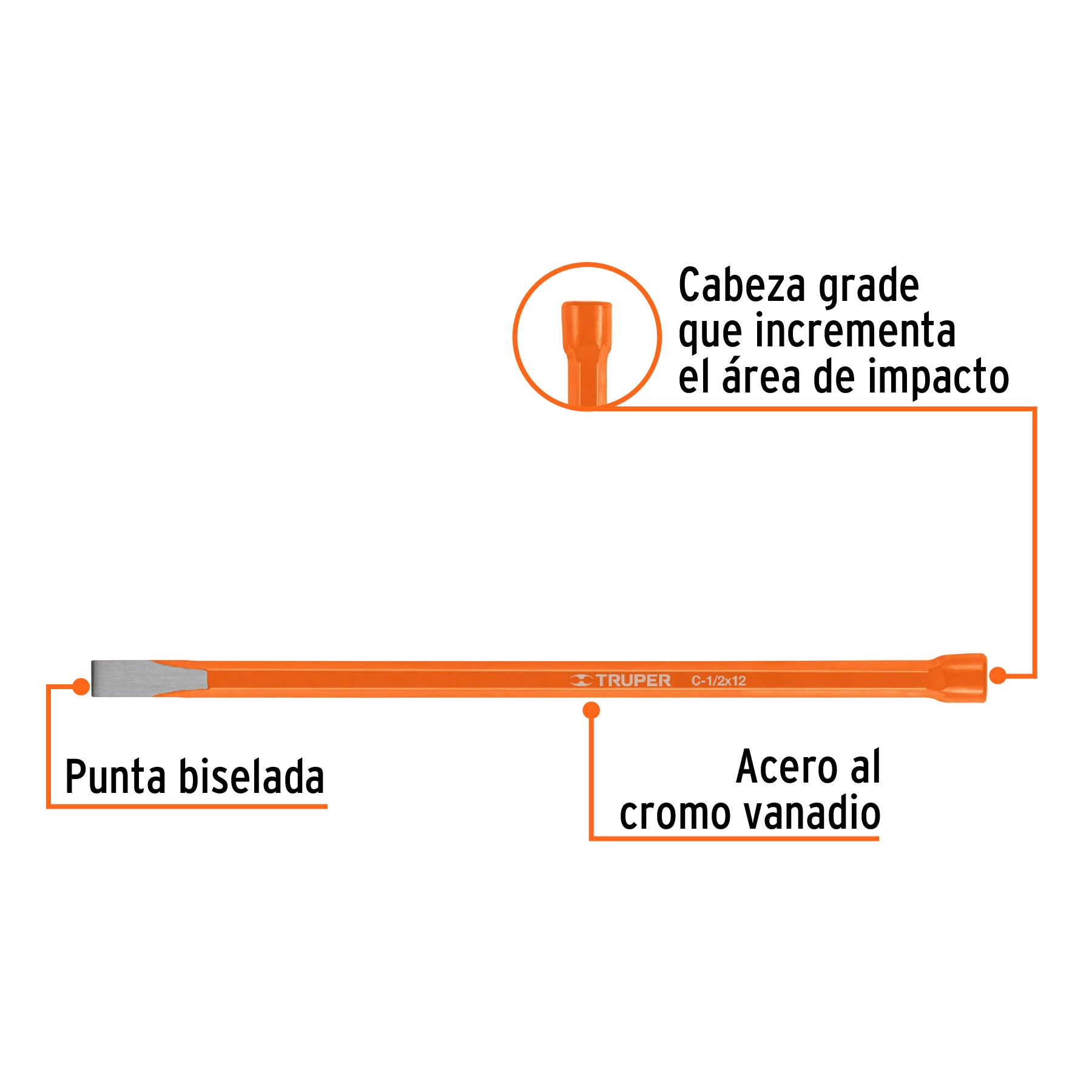 Cincel de Corte Frio Truper  1/2" x 12"