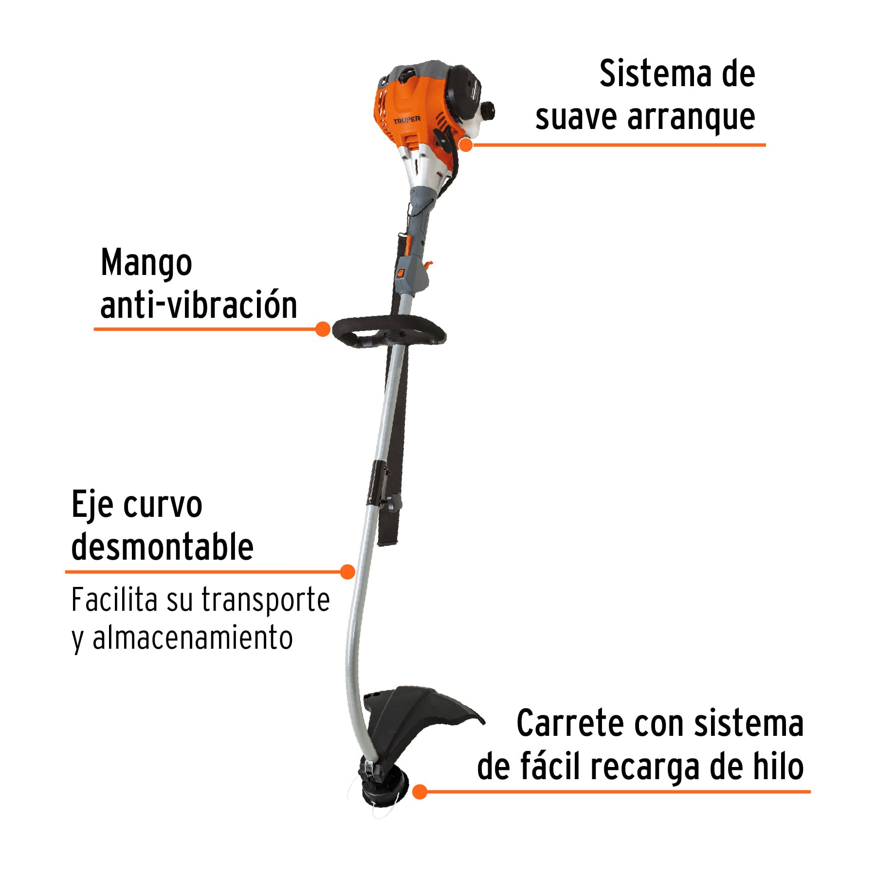 Desbrozadora a Gasolina 26 cc Eje Curvo Truper