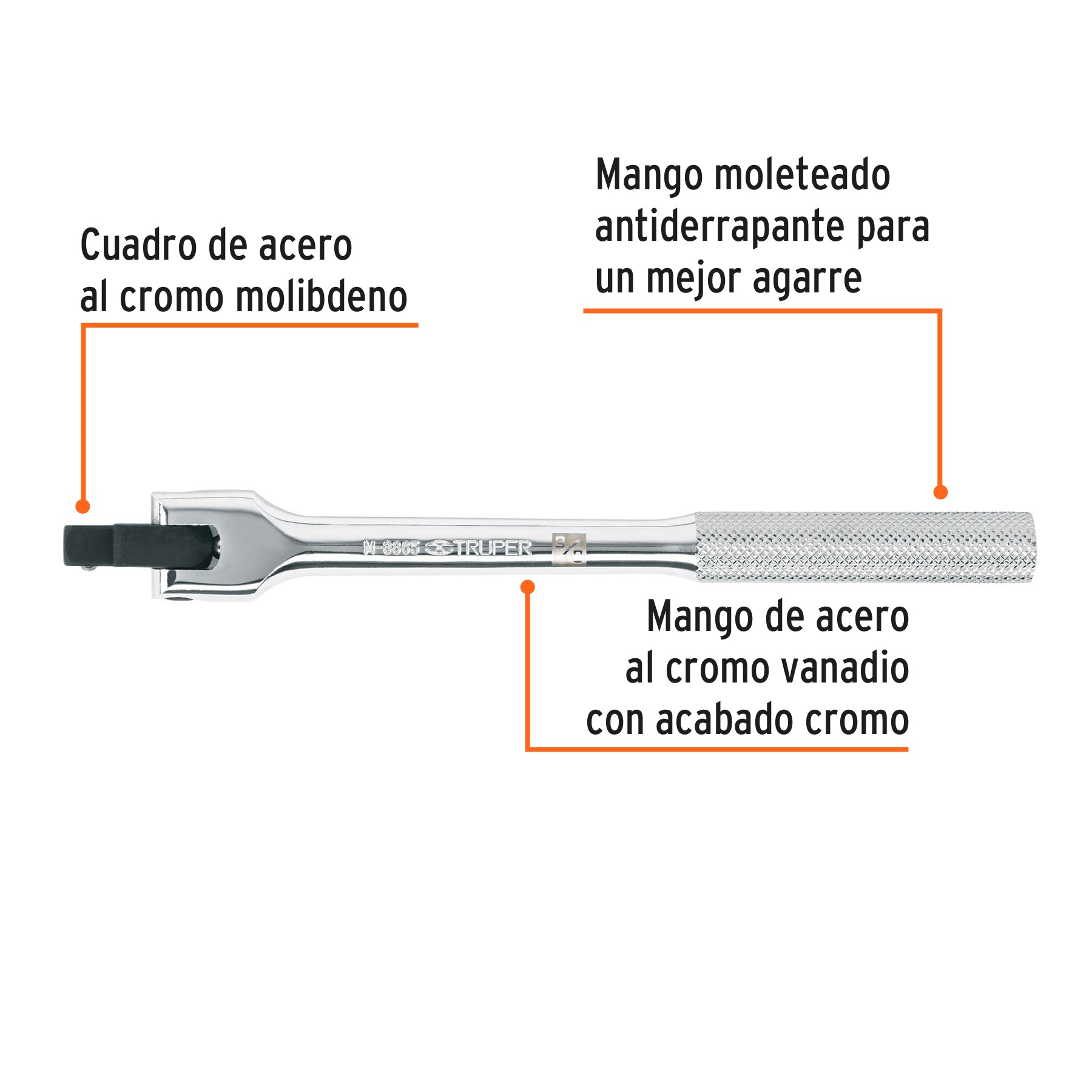 Mango Articulado Cuadro 3/8" Largo 7"1/2 Truper