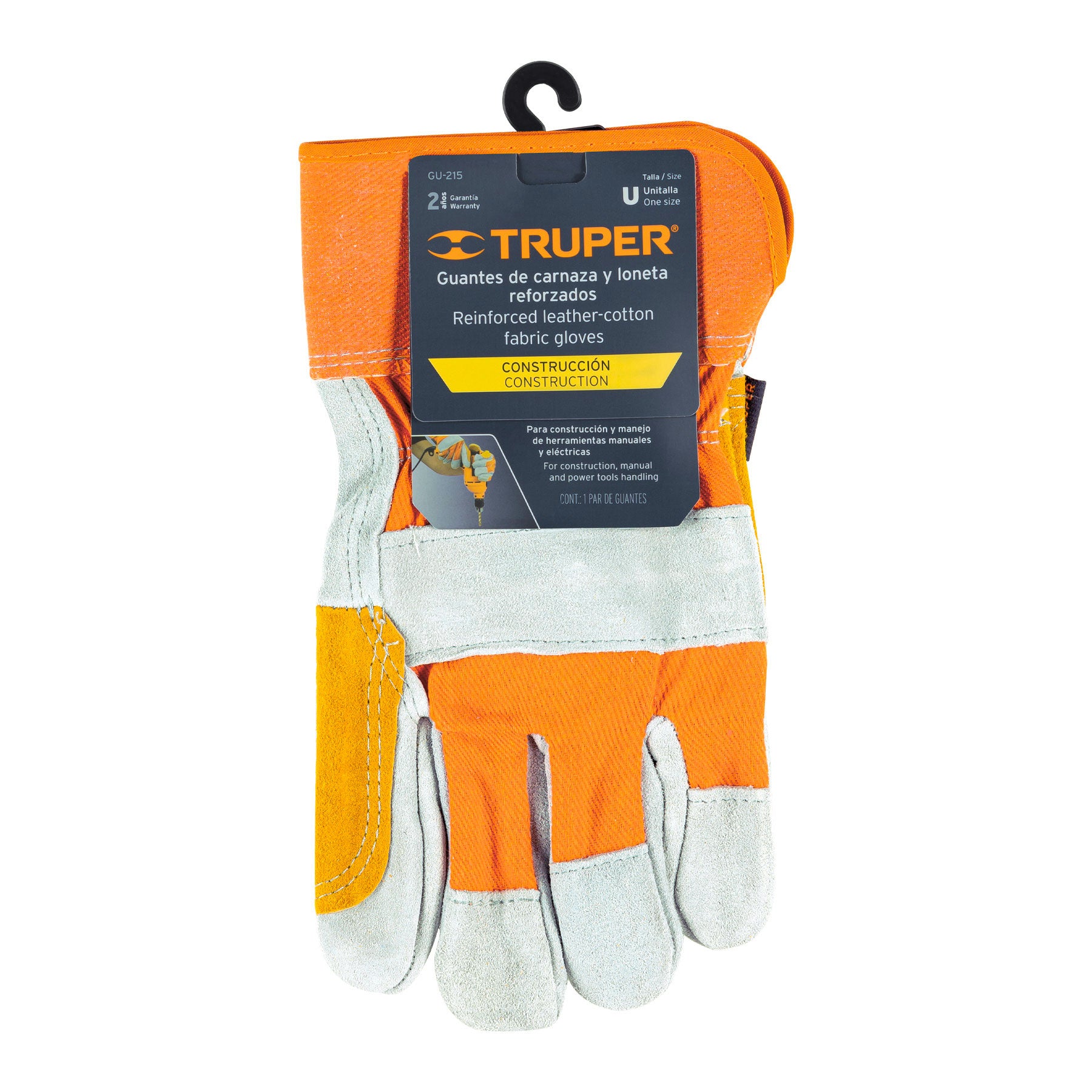 Guantes de Carnaza y Loneta con Refuerzo Unitalla Truper