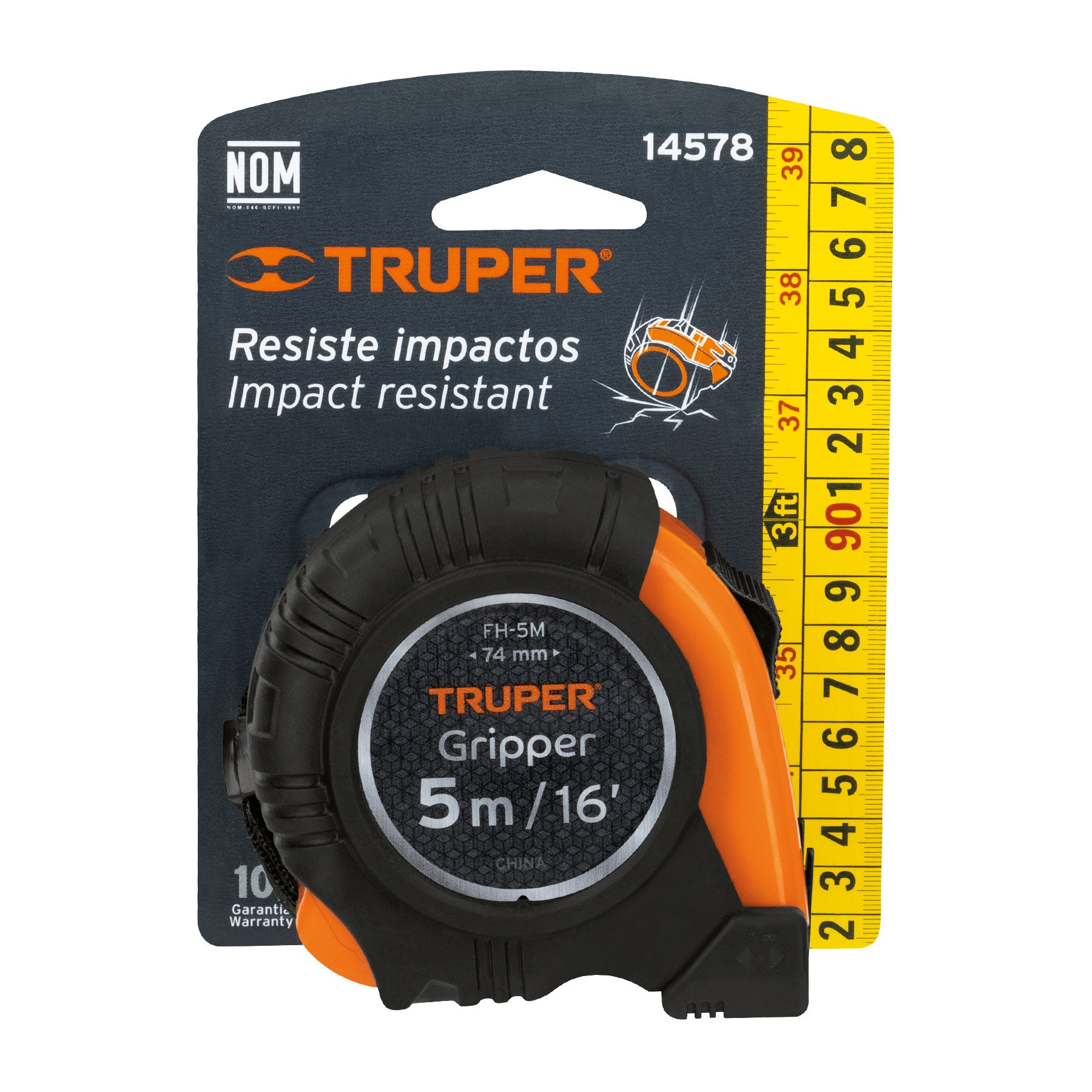 Flexometro 5 Metros Gripper Resiste Impactos Truper