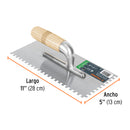 Llana 11" x 5" Mango de Madera 6 Remaches Dentado Truper Cuadrado