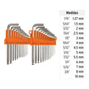 Juego de 25 Llaves Allen Largas Punta de Bola STD y MM Truper