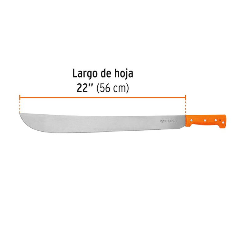 Machete Estandar Cacha Remachada Naranja Truper 22" (56 cm)