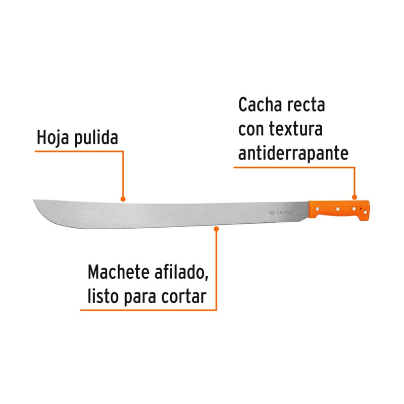 Machete Estandar Cacha Remachada Naranja Truper 24" (61 cm)