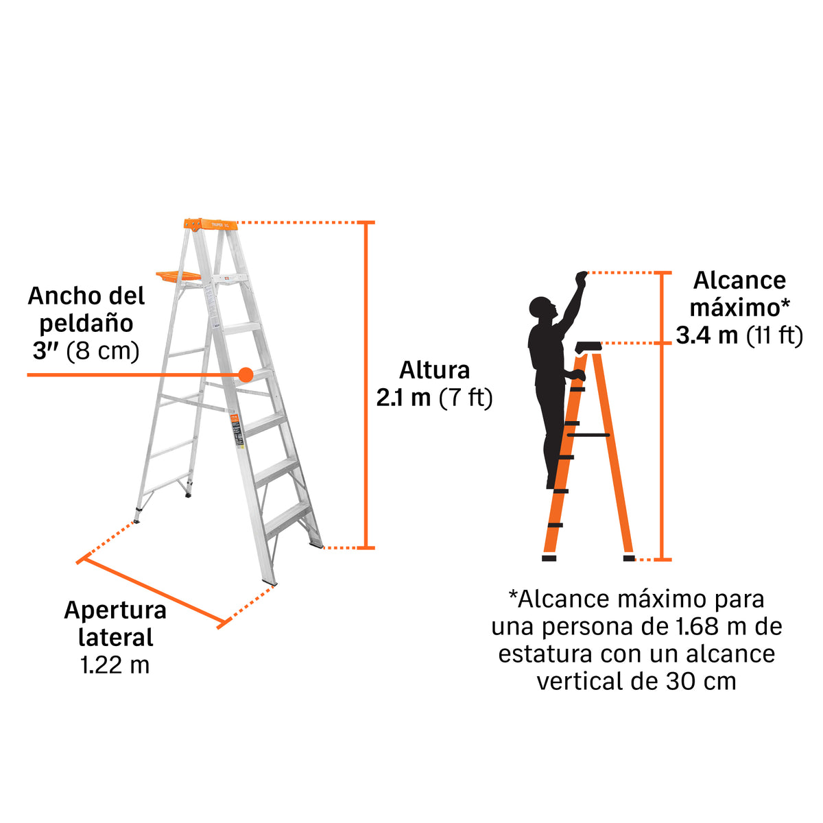 Escalera de Tijera Tipo II Truper 6 Peldaños y Bandeja
