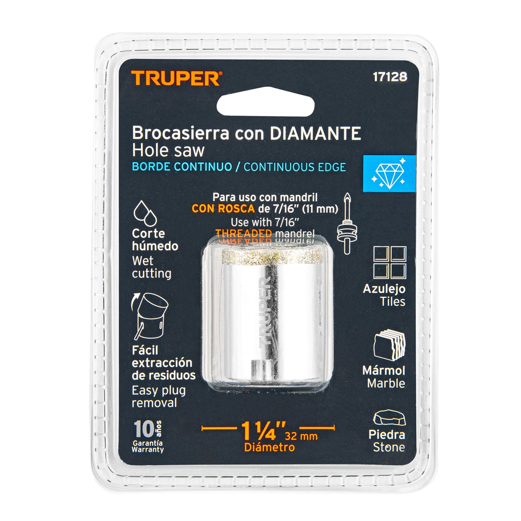 Cortacirculo Diamante Borde Continuo Truper 1"1/4 (32 mm)