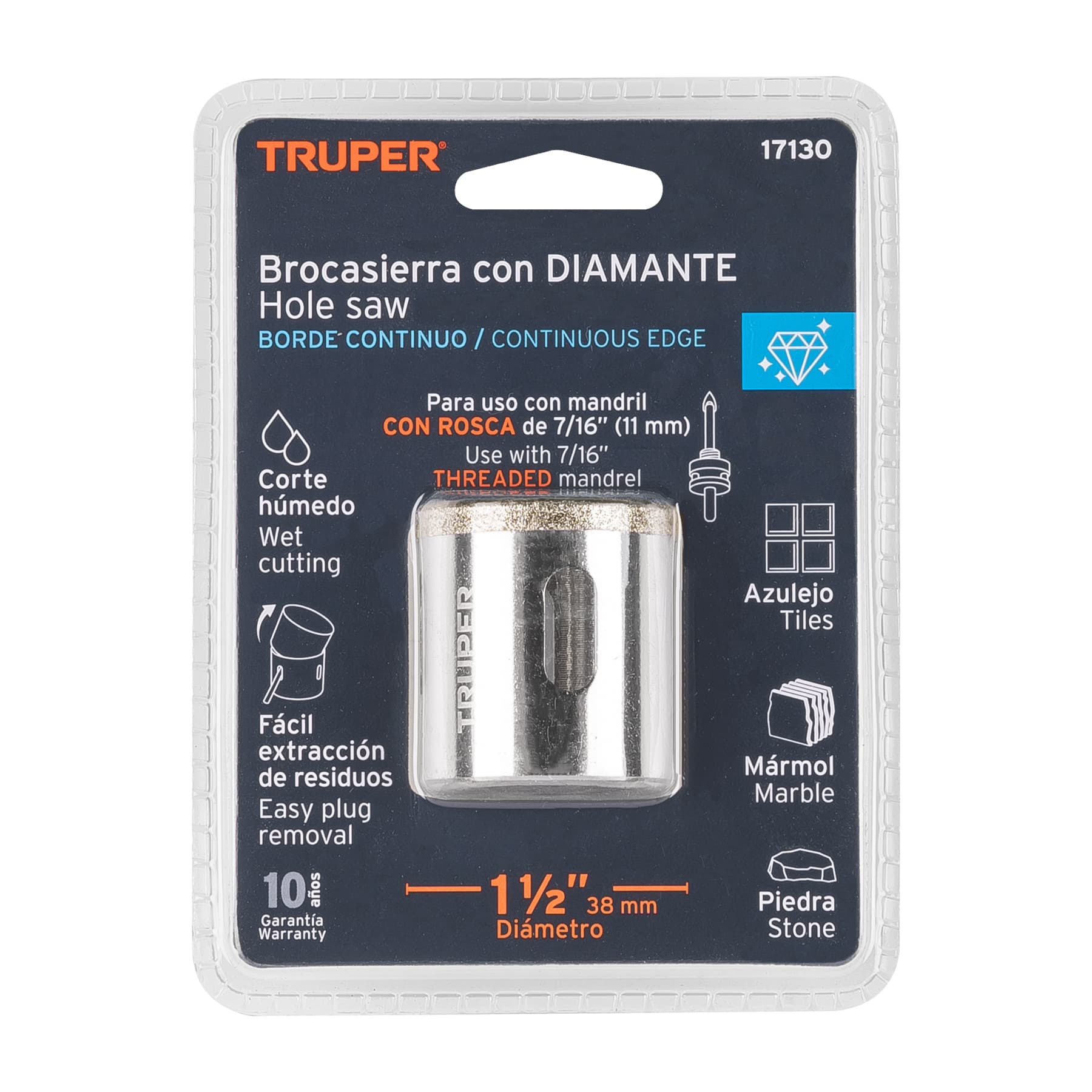 Cortacirculo Diamante Borde Continuo Truper 1"1/2 (38 mm)