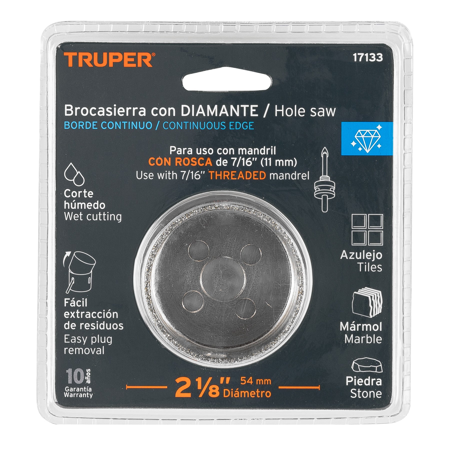 Cortacirculo Diamante Borde Continuo Truper 2"1/8 (54 mm)