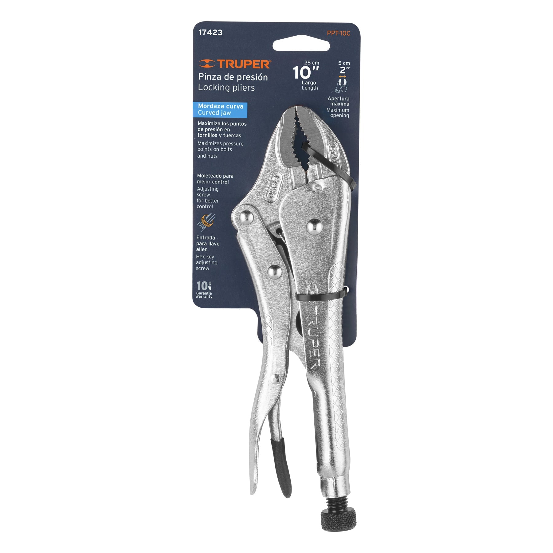 Pinza de Presion Mordaza Curva 10" Truper