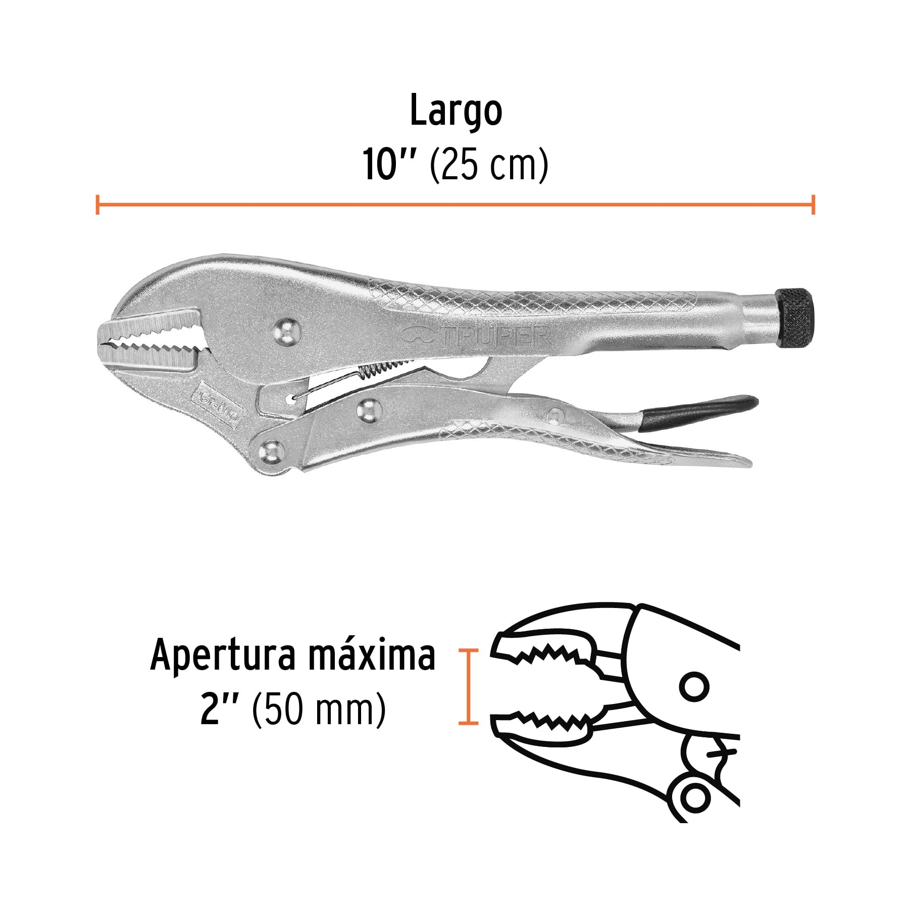 Pinza de Presion Mordaza Recta 10" Truper