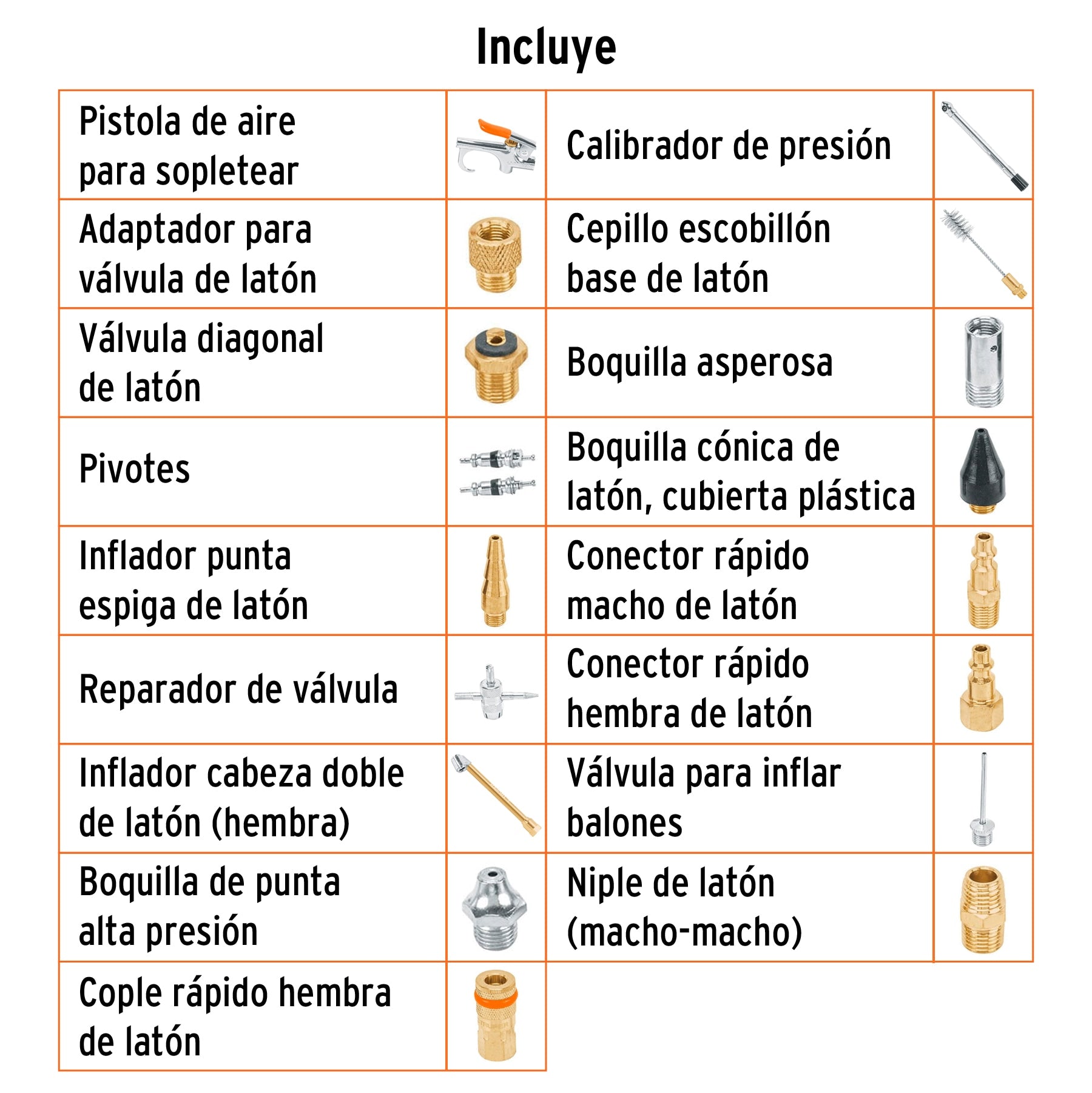 Juego de 18 Piezas para Compresor de Aire Truper