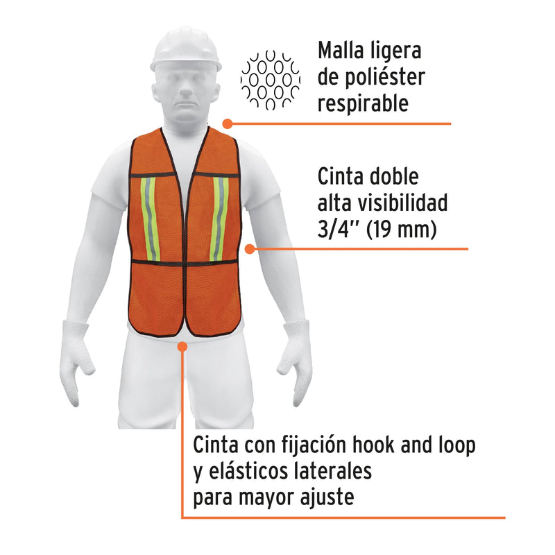 Chaleco de Seguridad con Cintas Reflejantes Pretul Naranja