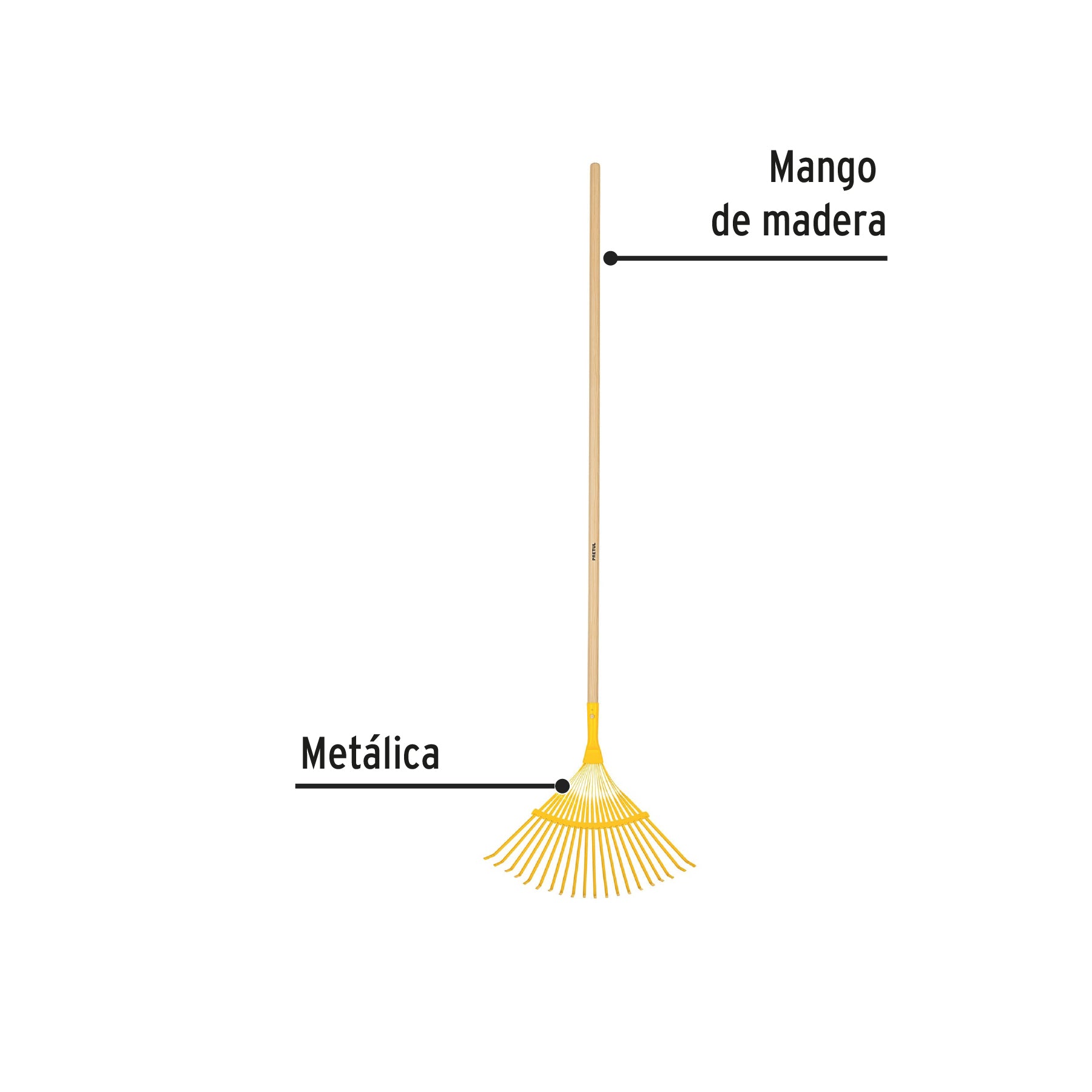 Escoba Metalica para Jardin Curva 20 Dientes Pretul