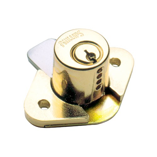 Cerradura para Mueble Ovalada 21 L Acabado Latonado Phillips